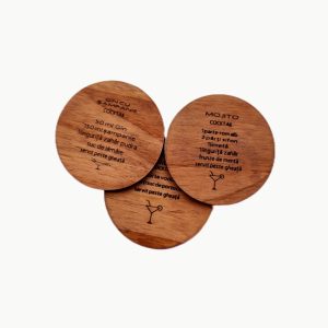 Suporturi de Pahare din Lemn cu Rețete de Cocktail