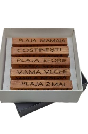 Magneți Suvenir România – Set 5 Decoratiuni din lemn -  Plaje România , Handmade